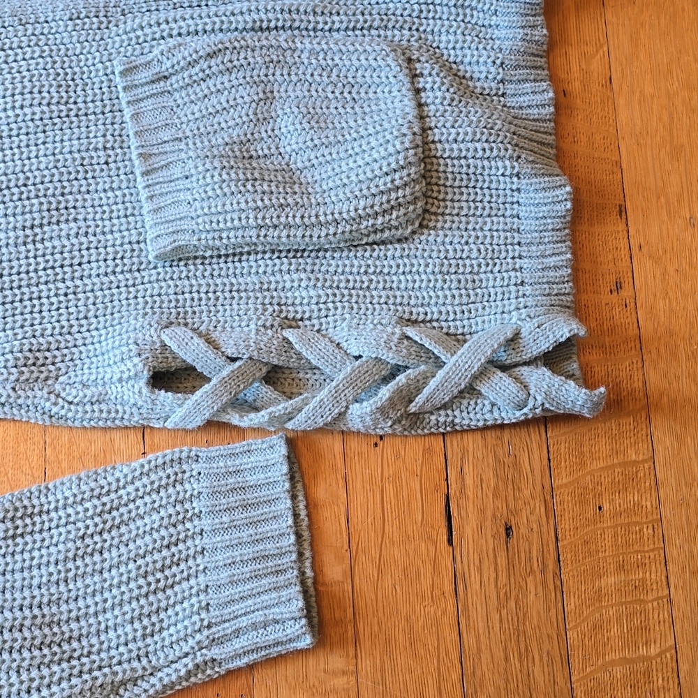 LOVE ELLIE Audra Side Lace Up Detail Textured Cardigan, Sage Green, Women's L - Picture 4 of 12